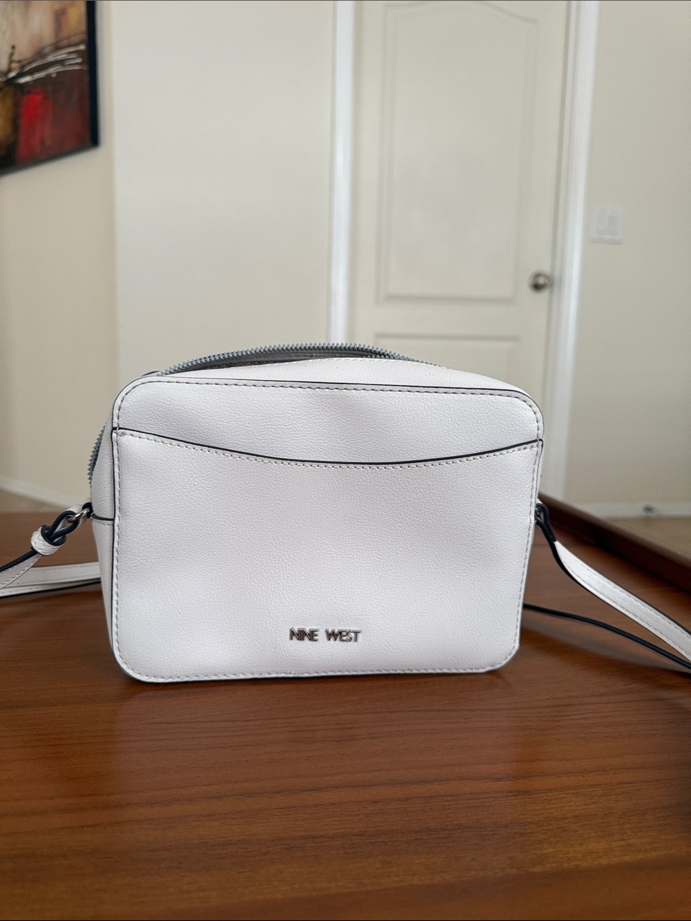 NEW Nine West White Leather-Look Messenger Crossbody